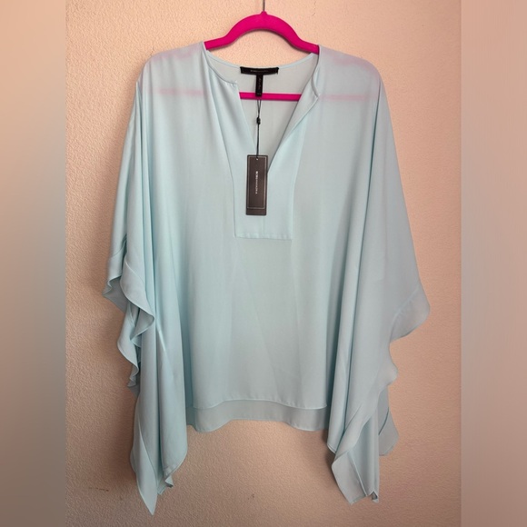 NWT BCBG Max Azria Dove Chiffon Kaftan Tunic Blouse in Light Azure Blue XS/S - Picture 2 of 8